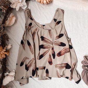LUSH Crop Top with Feather Print